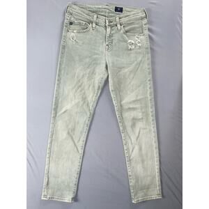 AG The Ex-Boyfriend Destroyed Stretch Denim Jeans. Green, Women's 24. GUC!